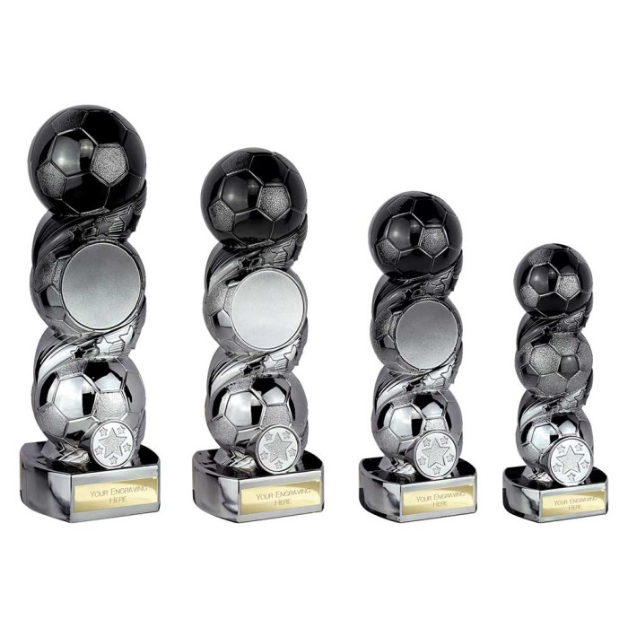 HAT TRICK STRIKE FOOTBALL RESIN TROPHY - 4 SIZES 16CM - 24CM